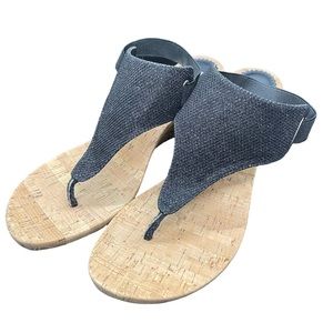 White Mountain Women's Aida Black Glitter Wedge Sandal Size 9.5